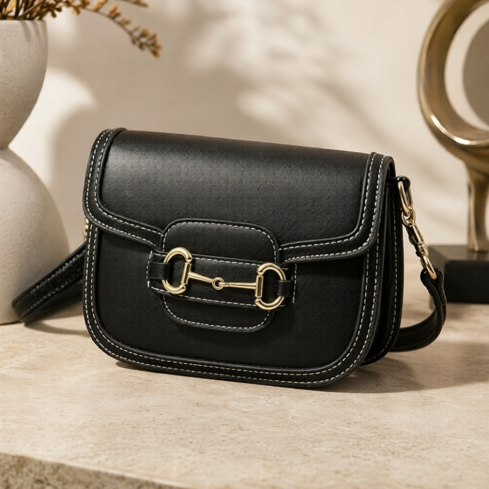 Black Horsebit Crossbody Bag | Women's Leather Shoulder Bag