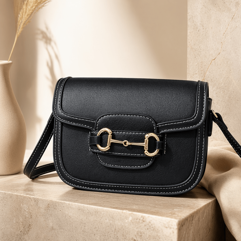 Black Horsebit Crossbody Bag | Women's Leather Shoulder Bag - Aaraasta | Ladies Fashion Pakistan