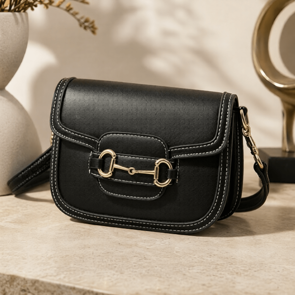 Black Horsebit Crossbody Bag | Women's Leather Shoulder Bag - Aaraasta | Ladies Fashion Pakistan