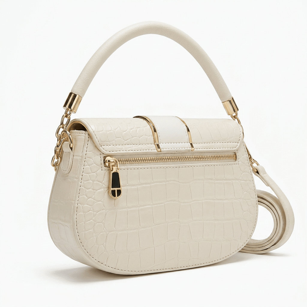 Embossed Saddle Bag with Chain Strap - Aaraasta | Ladies Fashion Pakistan