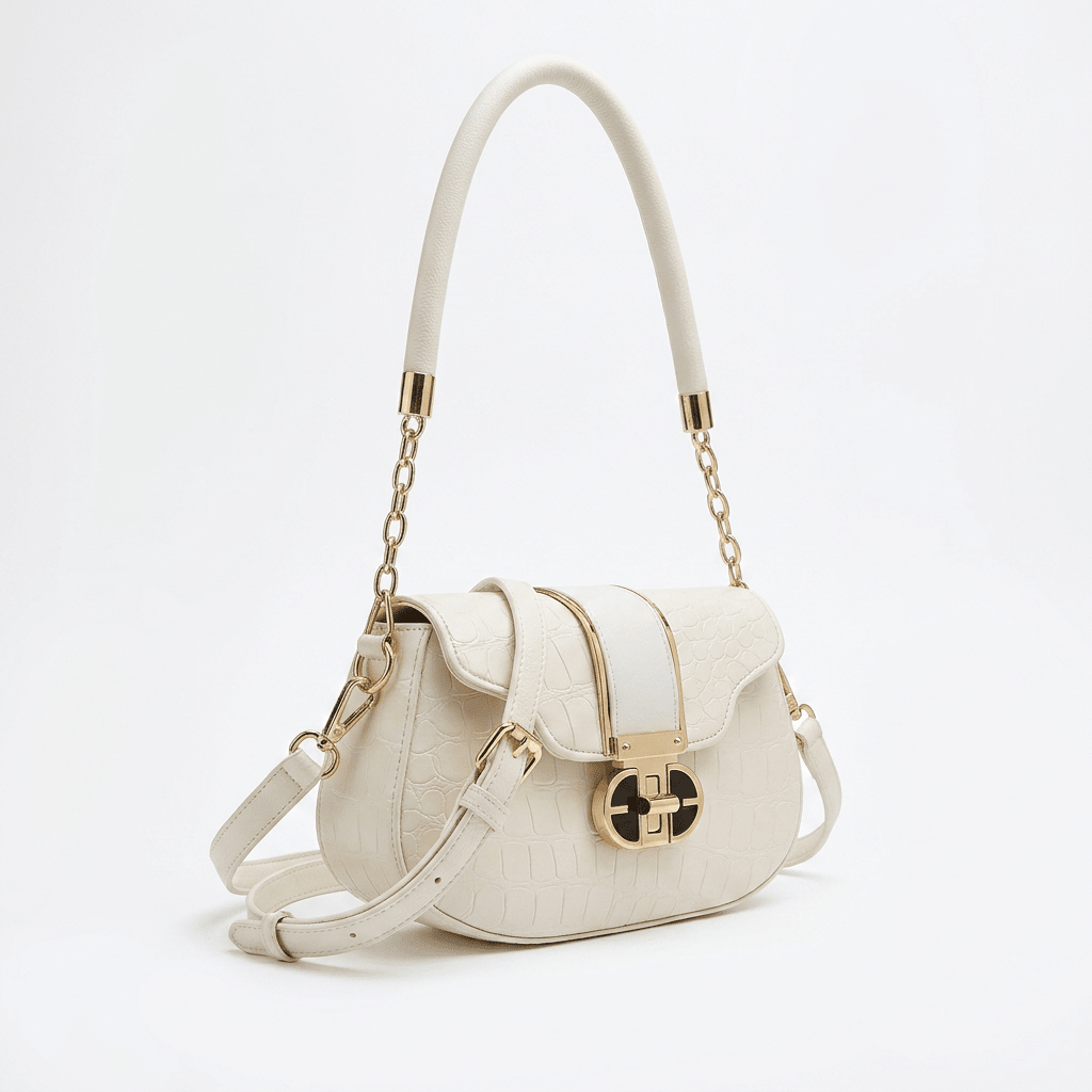 Embossed Saddle Bag with Chain Strap - Aaraasta | Ladies Fashion Pakistan