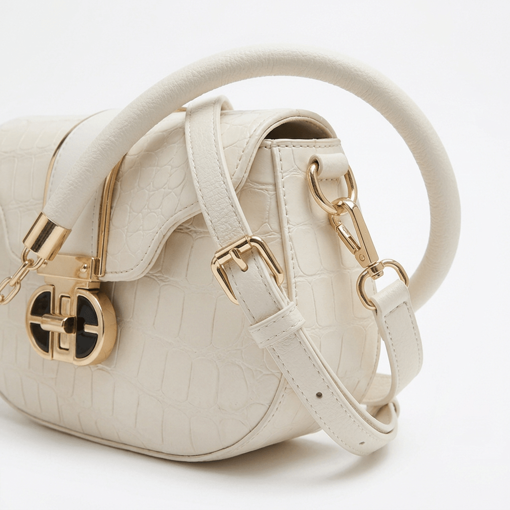 Embossed Saddle Bag with Chain Strap - Aaraasta | Ladies Fashion Pakistan