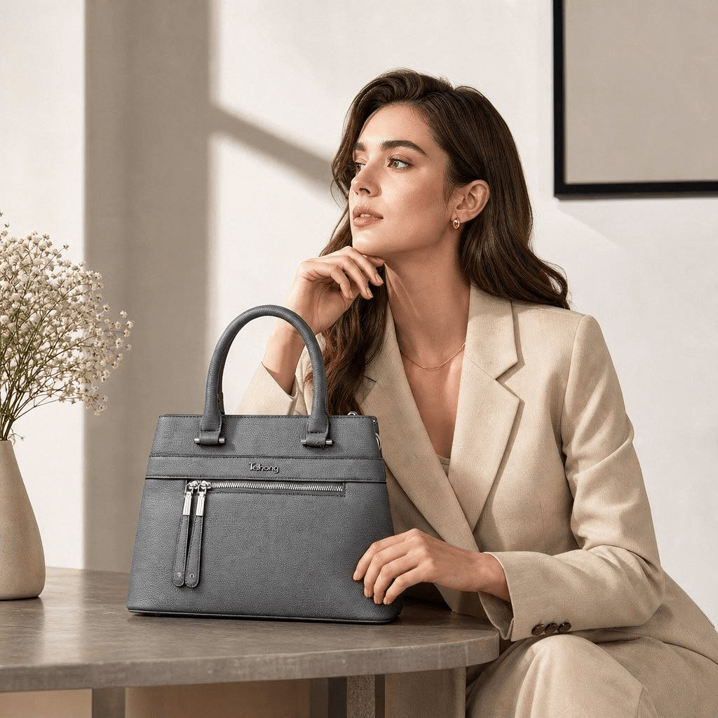 Grey Structured Tote Handbag - Aaraasta | Ladies Fashion Pakistan