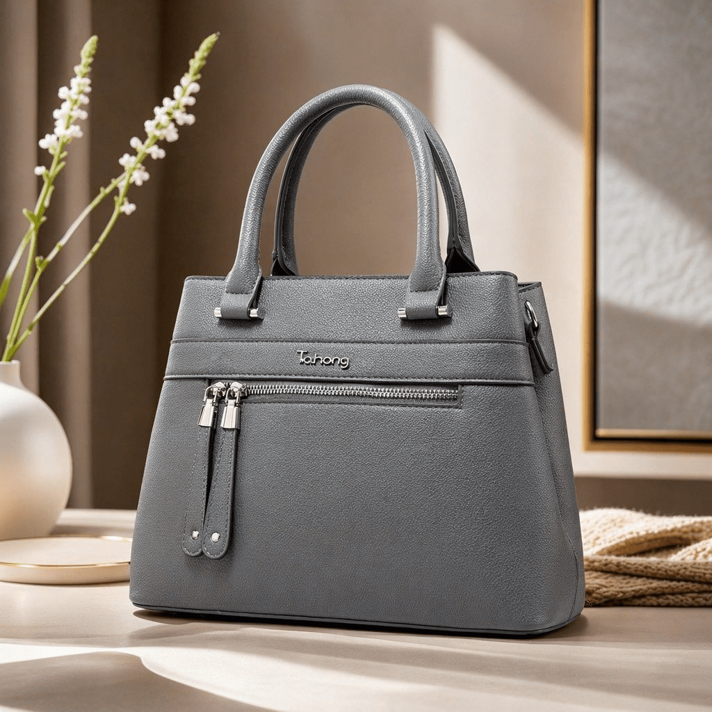 Grey Structured Tote Handbag - Aaraasta | Ladies Fashion Pakistan