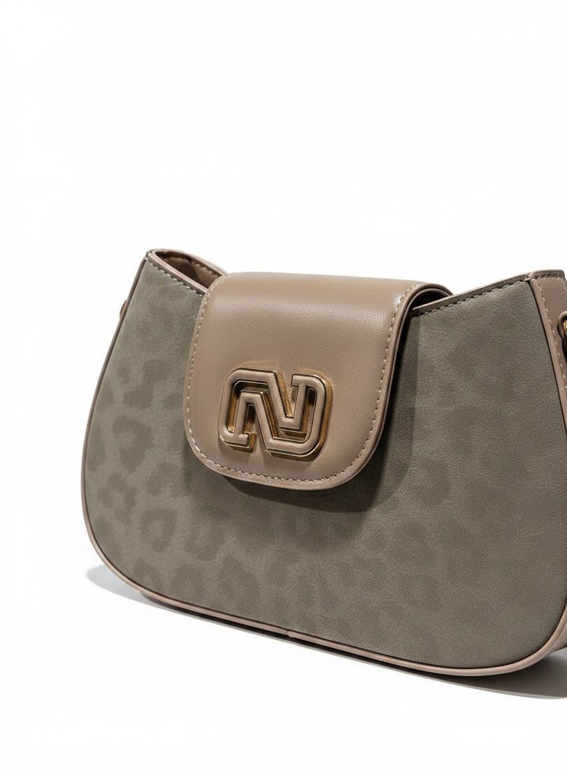 Grey Suede Baguette Crossbody Bag - Aaraasta | Ladies Fashion Pakistan