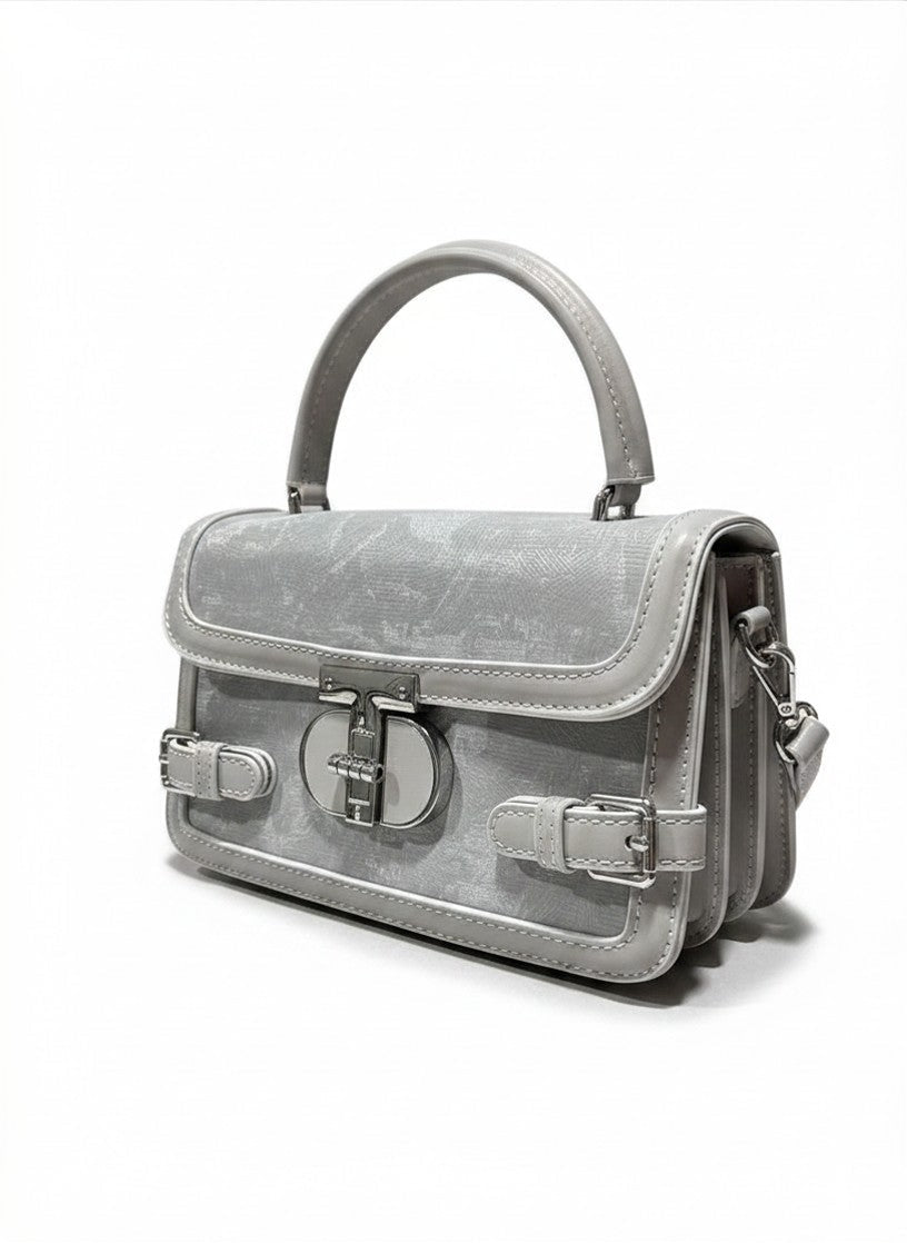 Grey Textured Top Handle Bag - Aaraasta | Ladies Fashion Pakistan