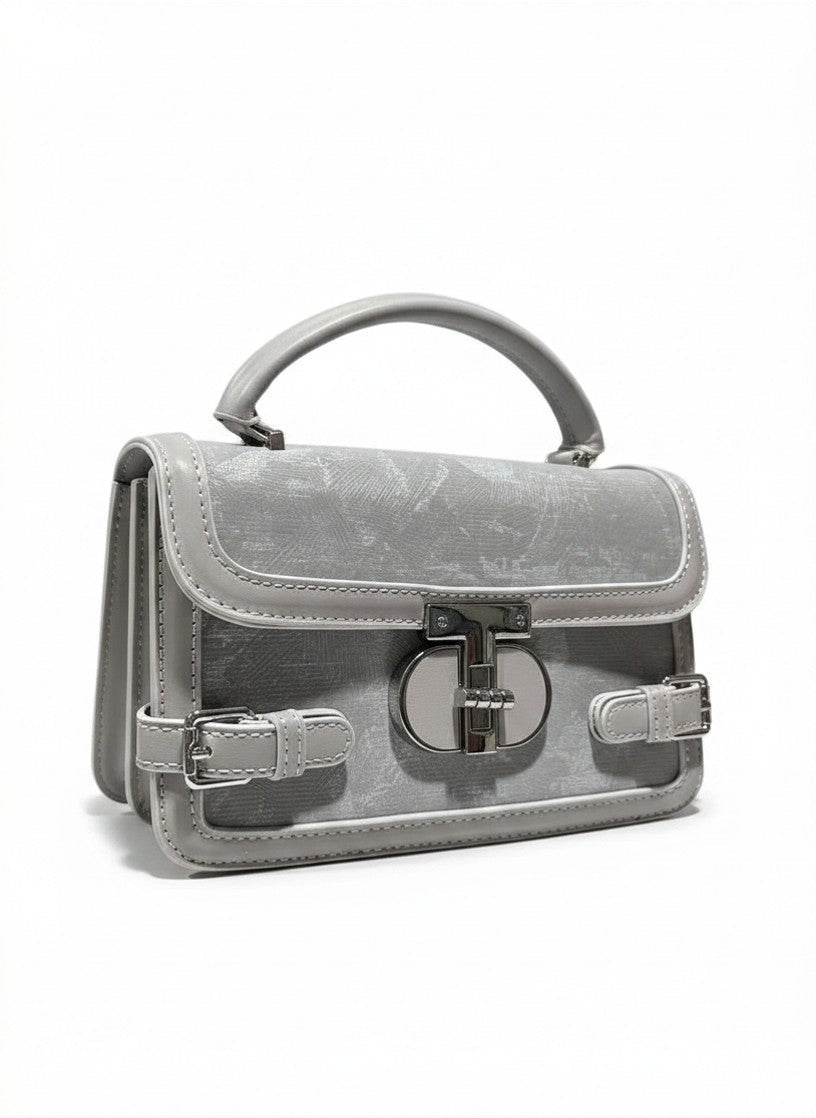 Grey Textured Top Handle Bag - Aaraasta | Ladies Fashion Pakistan