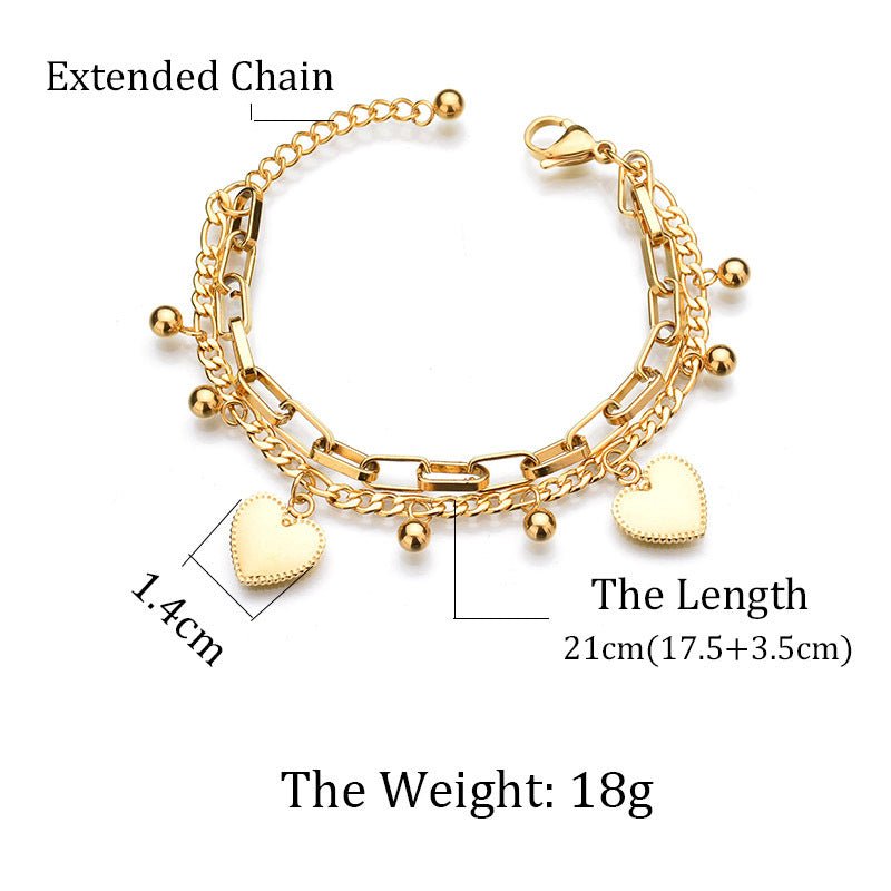 Heart Charm Layered Chain Bracelet | Gold & Silver - Aaraasta | Ladies Fashion Pakistan