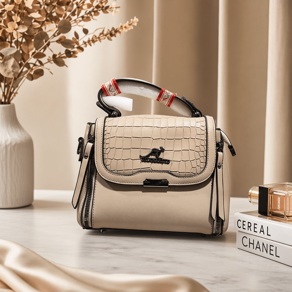 Kangol Beige Croco Satchel Bag for Women - Aaraasta | Ladies Fashion Pakistan