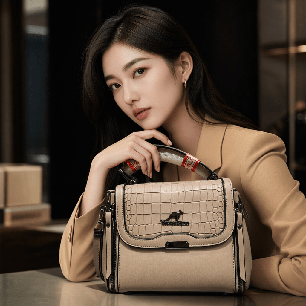 Kangol Beige Croco Satchel Bag for Women - Aaraasta | Ladies Fashion Pakistan