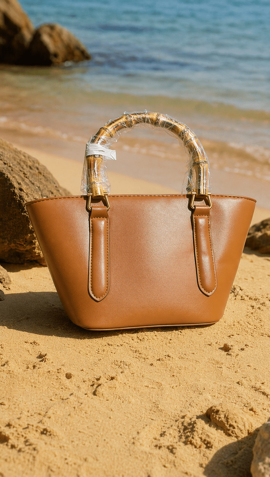 QINGMUXI Fashion Women's Tan Brown PU Leather Tote Bag - Aaraasta | Ladies Fashion Pakistan