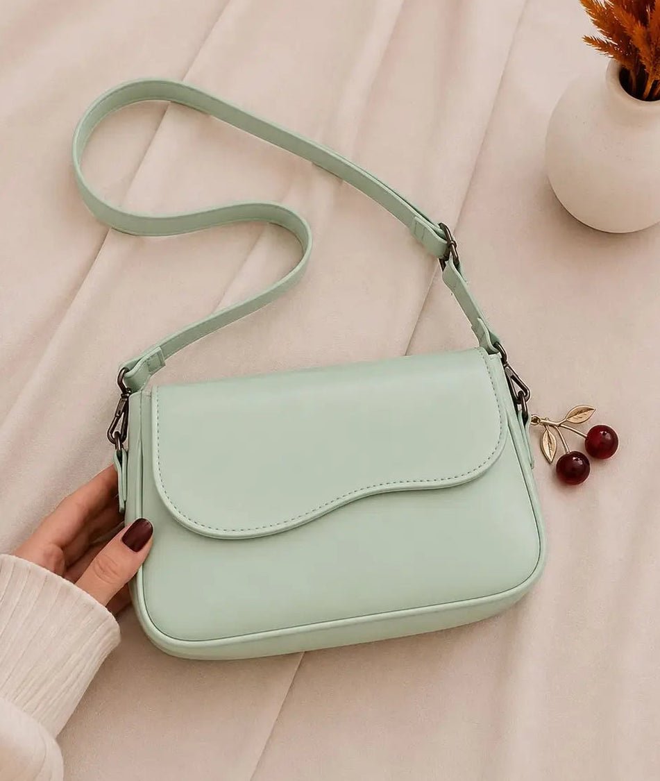 Wavy Flap Cherry Charm Shoulder Bag - Aaraasta | Ladies Fashion Pakistan