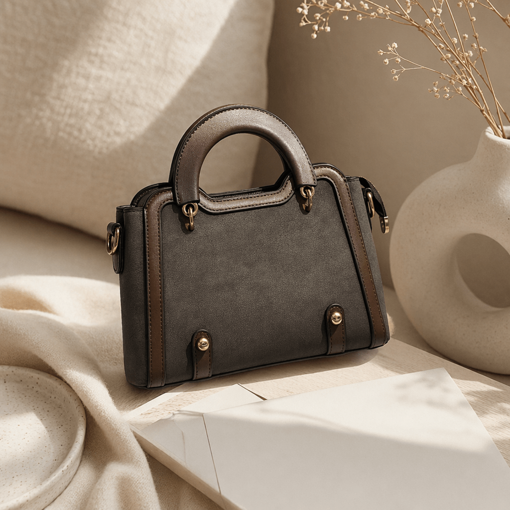 Women's Brown Vintage Structured Handbag - Aaraasta | Ladies Fashion Pakistan