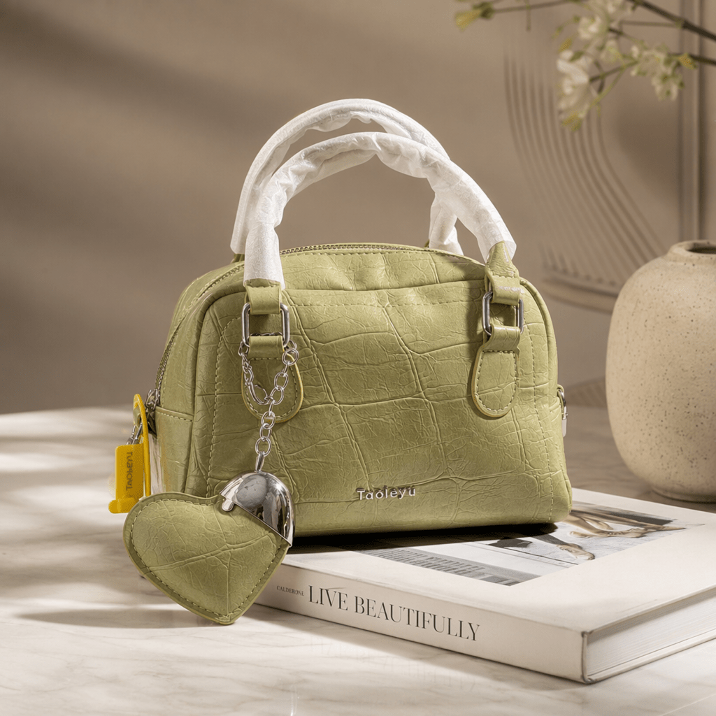 Women's Croc Embossed Mini Bowling Bag | PU Leather Top Handle Satchel - Aaraasta | Ladies Fashion Pakistan