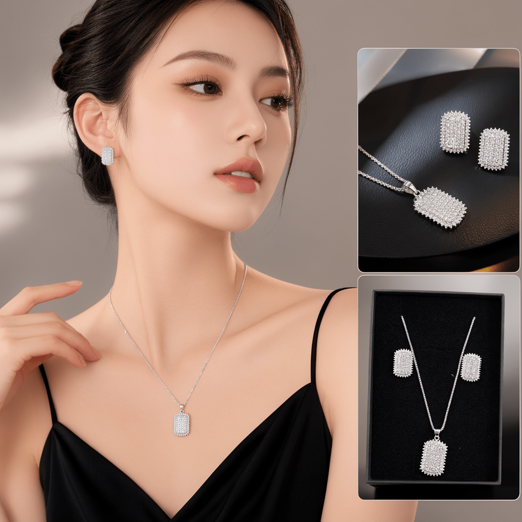 Women's Silver Cubic Zirconia Jewelry Set - Aaraasta | Ladies Fashion Pakistan