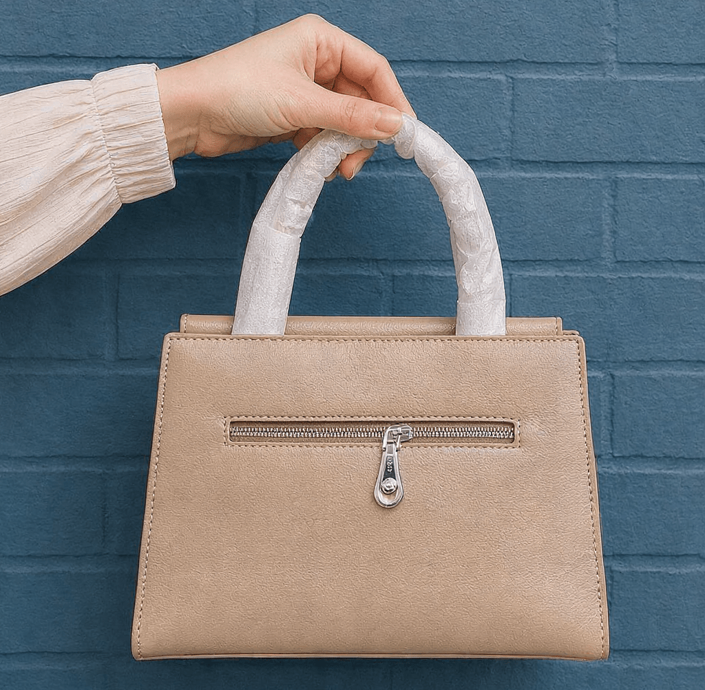 Women's Taupe Structured Top Handle Handbag - Aaraasta | Ladies Fashion Pakistan